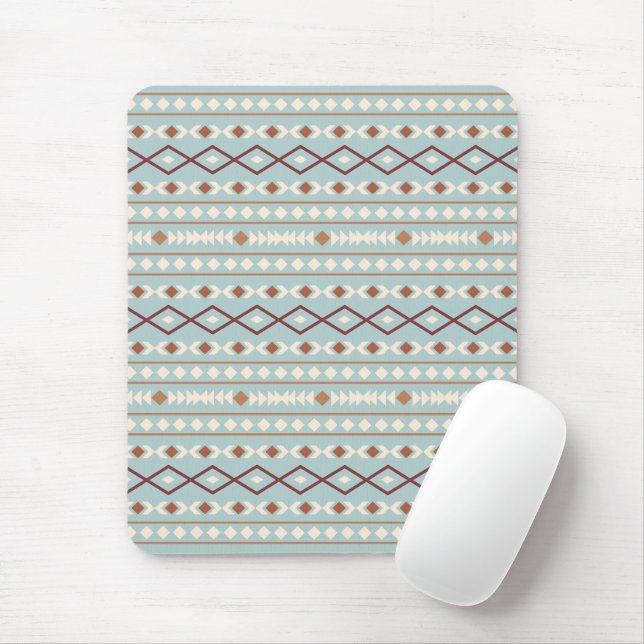 Aztec Shapes Pattern Rusts Cream Aquamarin-blau Mousepad (Mit Mouse)