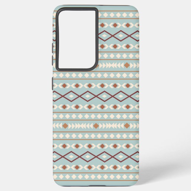 Aztec Shapes Pattern Rusts Cream Aquamarin-blau Samsung Galaxy Hülle (Rückseite)