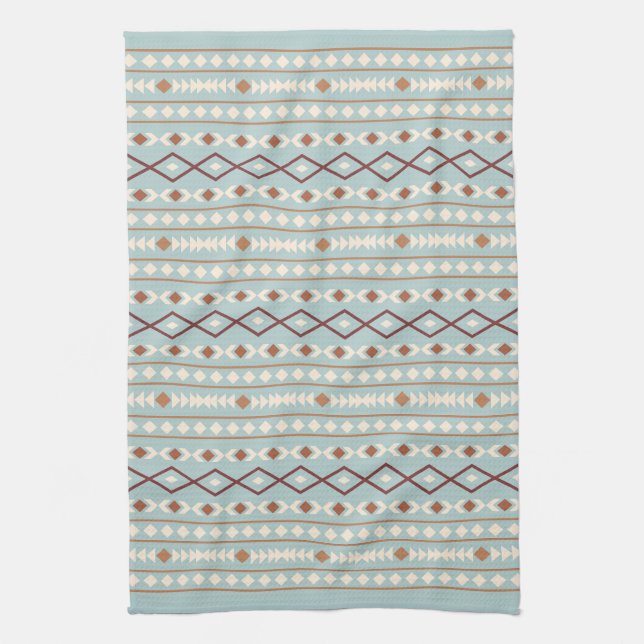 Aztec Shapes Rpt Muster Rusts Cream Aquamarin-blau Geschirrtuch (Vertikal)
