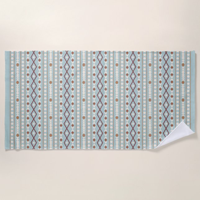 Aztec Shapes Rpt Muster Rusts Cream Aquamarin-blau Strandtuch (Vorderseite)