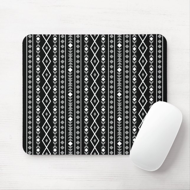 Aztec Shapes V Muster Grau Schwarz Mousepad (Mit Mouse)