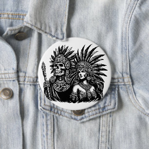 Aztec Skeleton Warrior mit Prinzessin Art Button