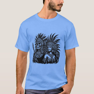 Aztec Skeleton Warrior mit Prinzessin Art T-Shirt