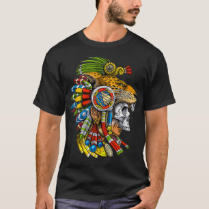 Aztec Skull Jaguar Warrior Mask Ancient Mayan Myth T-Shirt