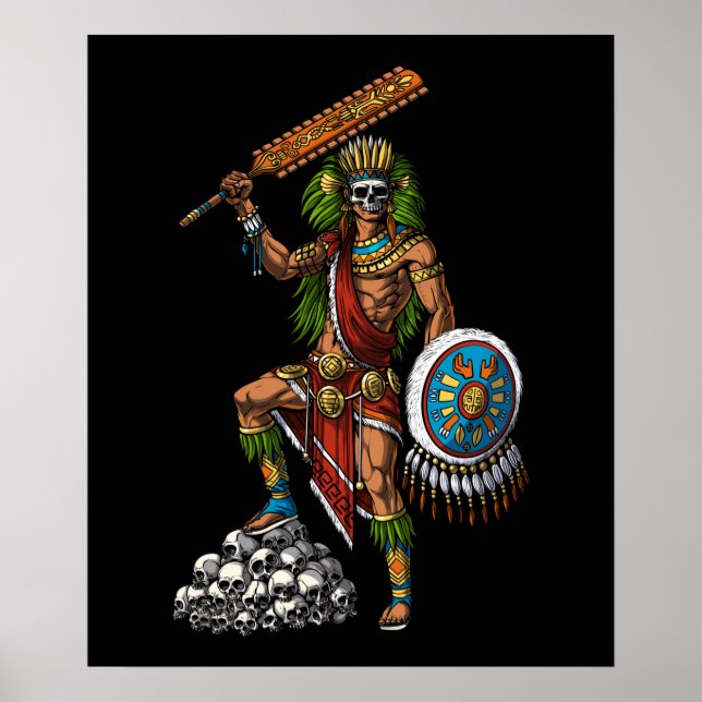 Aztec Skull Warrior Poster (Vorne)