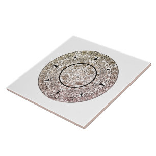 Aztec Solar Disk Calendar Fliese