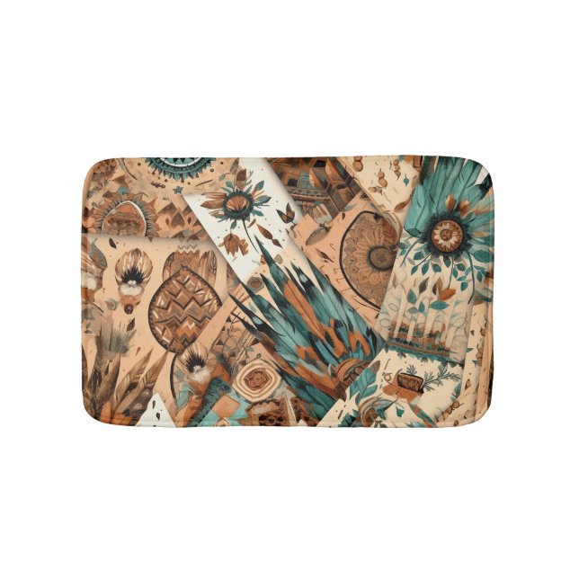 Aztec Southwestern Tribal Feathers Badematte (Vorderseite)