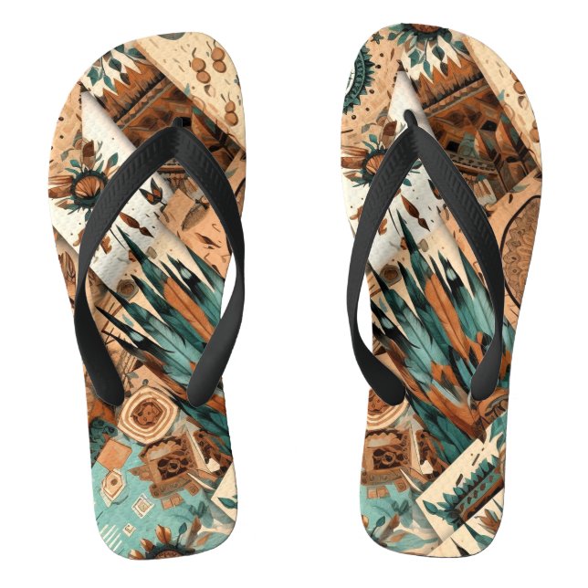 Aztec Southwestern Tribal Feathers Flip Flops (Fußbett)
