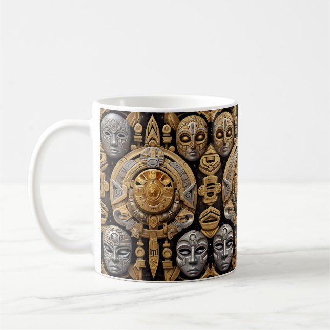Aztec Stellar Symmetrie: Kosmisches Muster Kaffeetasse (Links)