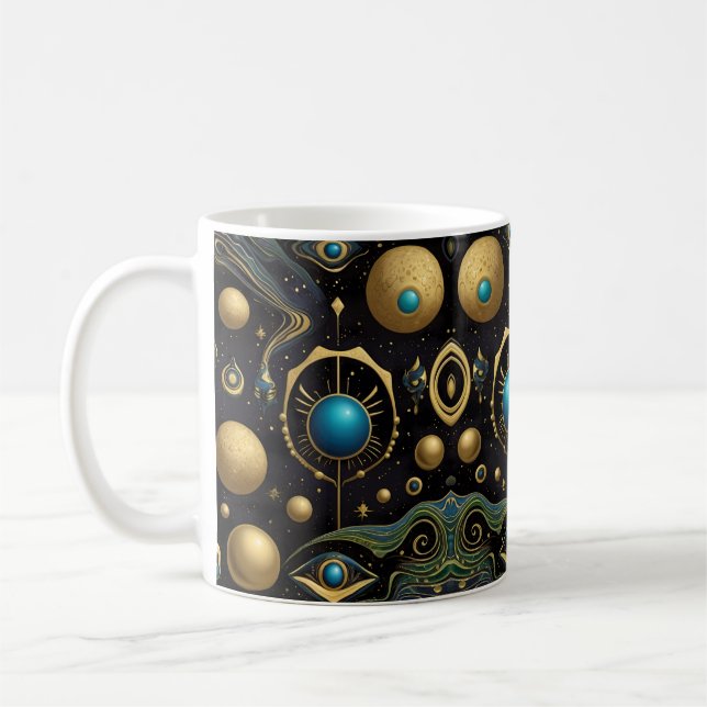 Aztec Stellar Symmetrie: Kosmisches Muster Kaffeetasse (Links)