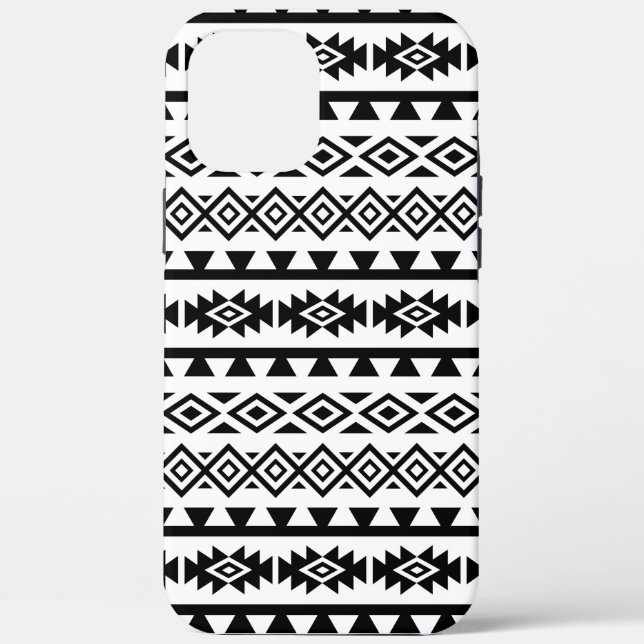 Aztec stylisierte Big Pattern II Schwarz auf Weiß Case-Mate iPhone Hülle (Rückseite)