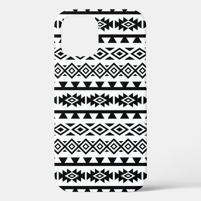 Aztec stylisierte Big Pattern II Schwarz auf Weiß Case-Mate iPhone Hülle (Rückseite)