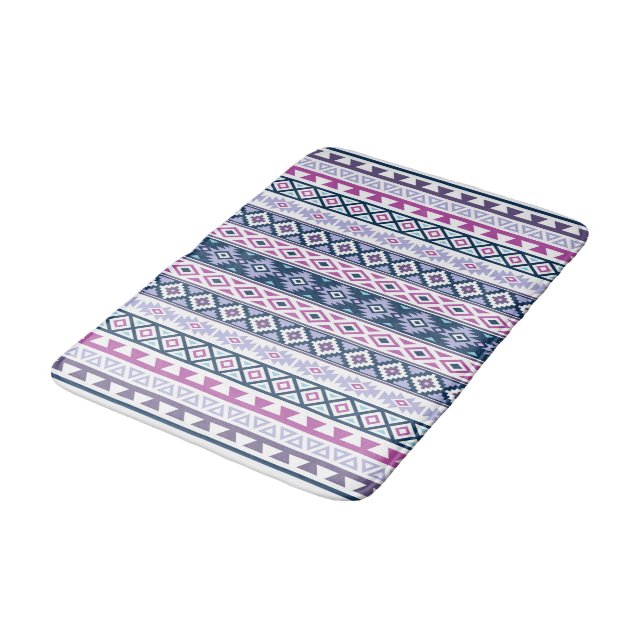 Aztec Stylisierte Muster Pinks Purples Blues White Badematte (Schrägansicht)