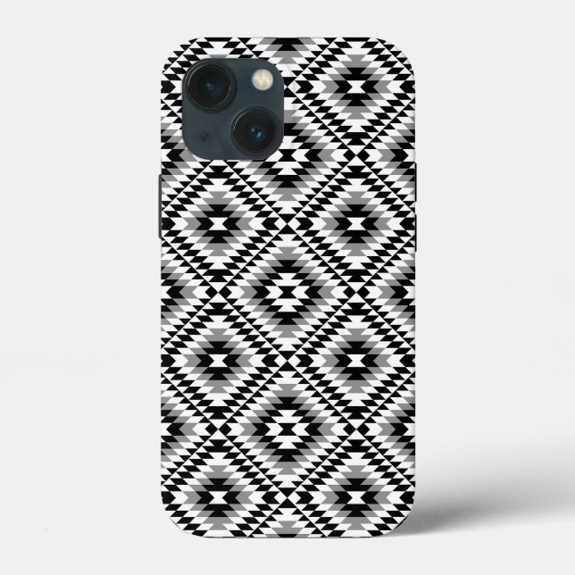 Aztec Stylized BW+Gray Symbol Pattern Case-Mate iPhone Hülle (Rückseite)
