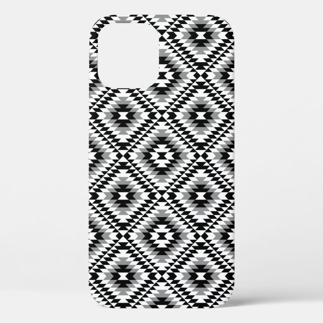 Aztec Stylized BW+Gray Symbol Pattern Case-Mate iPhone Hülle (Rückseite)