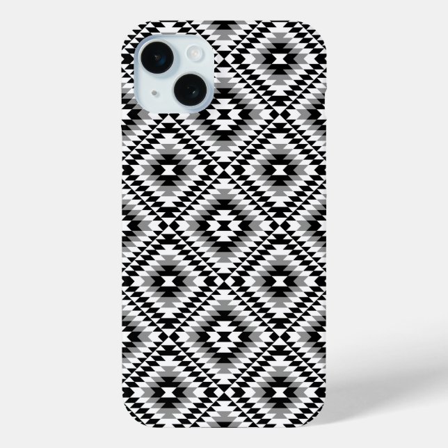 Aztec Stylized BW+Gray Symbol Pattern Case-Mate iPhone Hülle (Rückseite)
