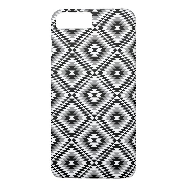Aztec Stylized BW+Gray Symbol Pattern Case-Mate iPhone Hülle (Rückseite)