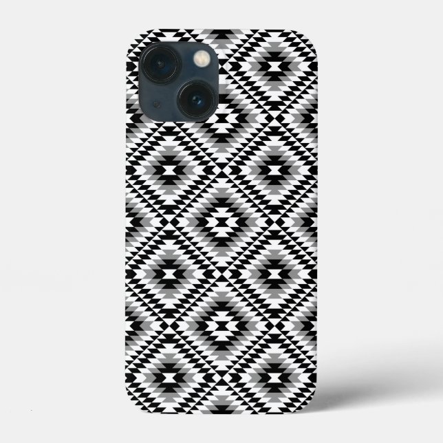 Aztec Stylized BW+Gray Symbol Pattern Case-Mate iPhone Hülle (Rückseite)
