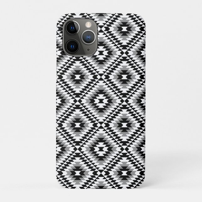 Aztec Stylized BW+Gray Symbol Pattern Case-Mate iPhone Hülle (Rückseite)