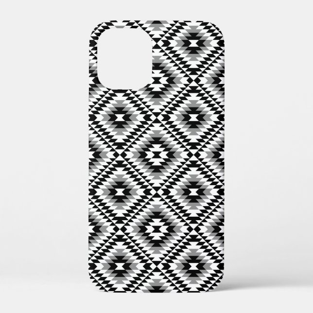 Aztec Stylized BW+Gray Symbol Pattern Case-Mate iPhone Hülle (Rückseite)