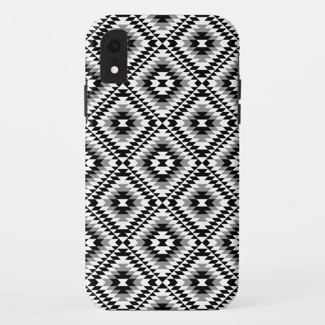 Aztec Stylized BW+Gray Symbol Pattern Case-Mate iPhone Hülle (Rückseite)