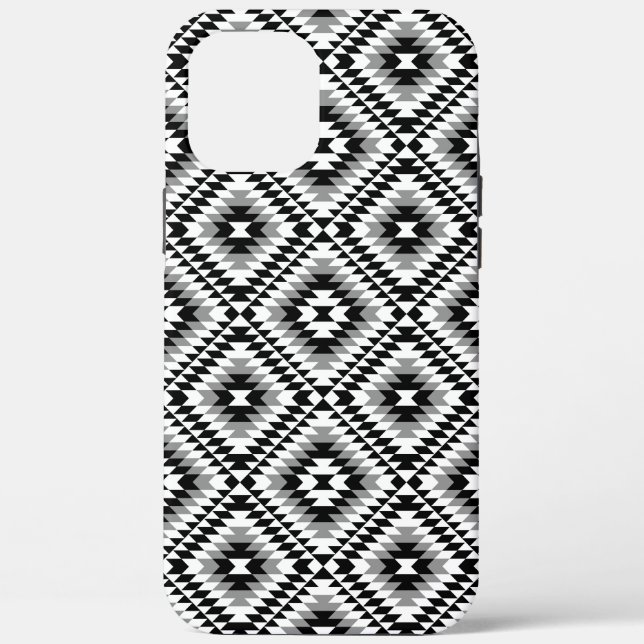 Aztec Stylized BW+Gray Symbol Pattern Case-Mate iPhone Hülle (Rückseite)