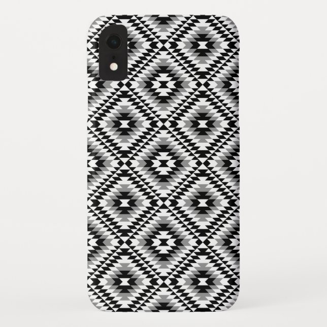 Aztec Stylized BW+Gray Symbol Pattern Case-Mate iPhone Hülle (Rückseite)