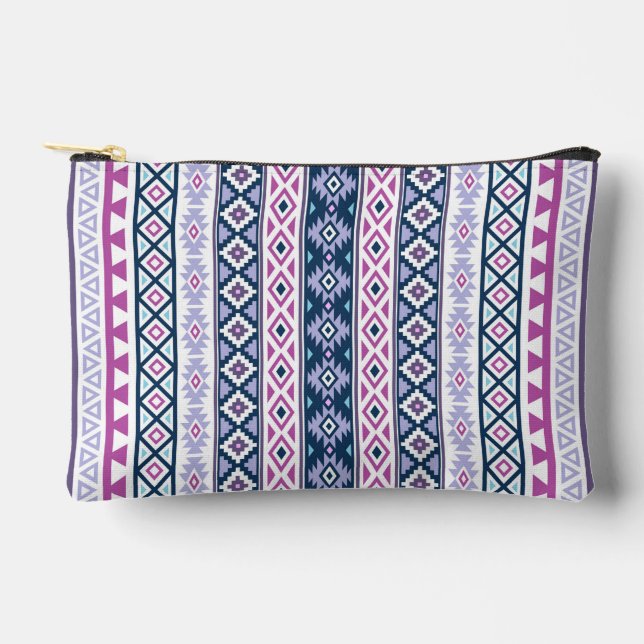 Aztec Stylized (V) Ptn Pinks Purples Blues White Zubehörtasche (Vorderseite)