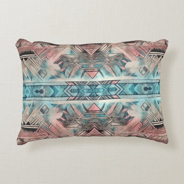 Aztec Südwestpastellfarben rosa und blau Dekokissen (Vorderseite)