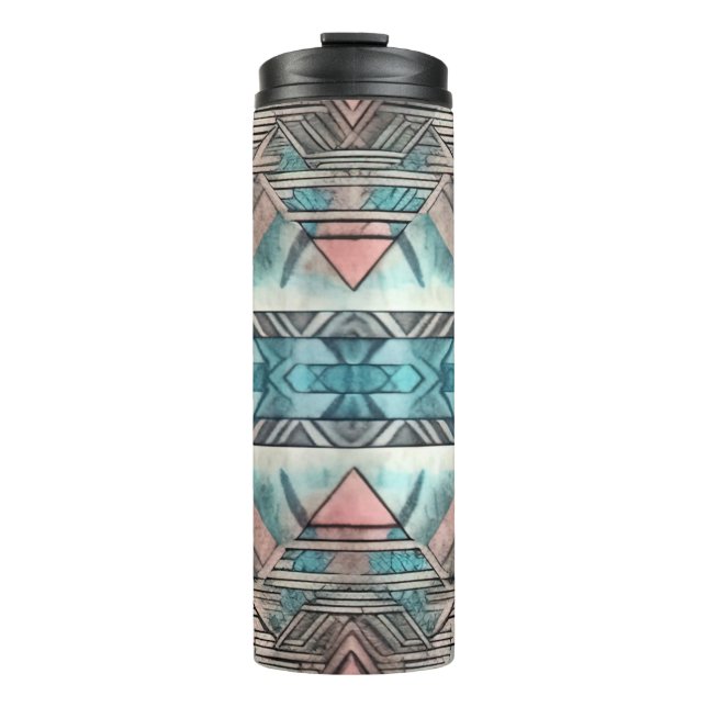 Aztec Südwestpastellfarben rosa und blau Thermosbecher (Vorderseite)