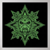Aztec Sun Mask Green auf schwarz