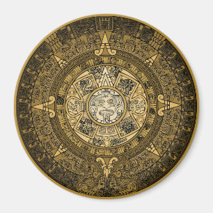 AZTEC SUN STONE CALENDAR GOLD SYMBOL MAGNET