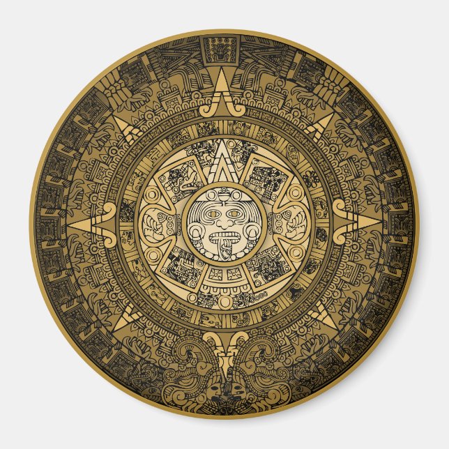 AZTEC SUN STONE CALENDAR GOLD SYMBOL MAGNET (Vorne)