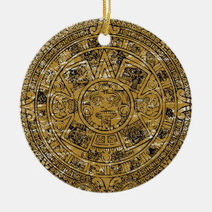 Aztec Sun Stone Calendar Keramikornament