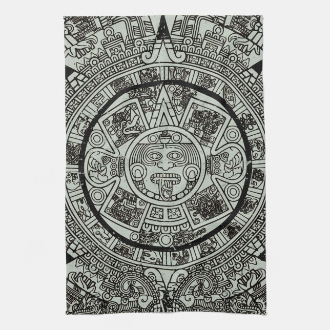 Aztec Sun Stone Maya Kalender 1 Geschirrtuch (Vertikal)