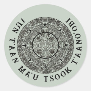 Aztec Sun Stone Maya Kalender 1 Runder Aufkleber