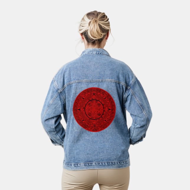 Aztec Sun Stone Maya Kalender 2 Jeansjacke (Modell)