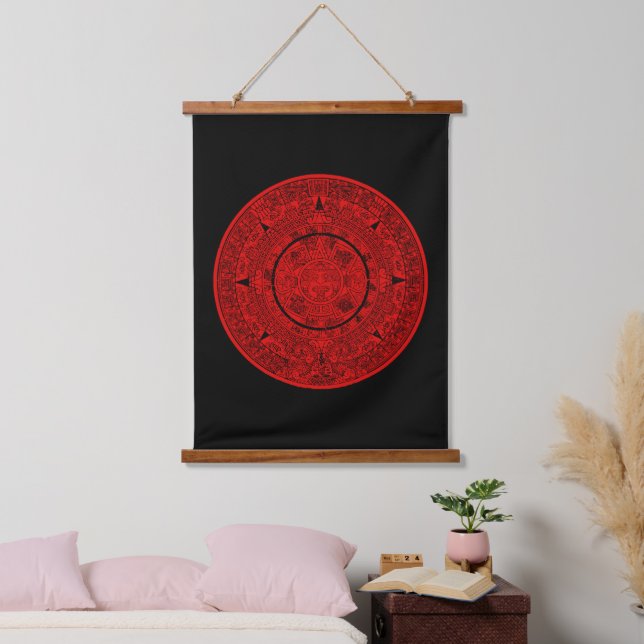 Aztec Sun Stone Maya Kalender 2 Wandteppich Mit Holzrahmen (Schlafzimmer)
