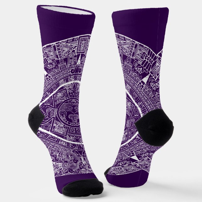 Aztec Sun Stone Maya Kalender 3 Socken (Gewinkelt)