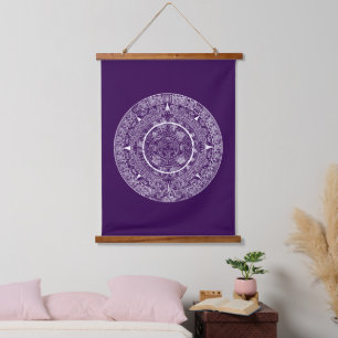 Aztec Sun Stone Maya Kalender 3 Wandteppich Mit Holzrahmen