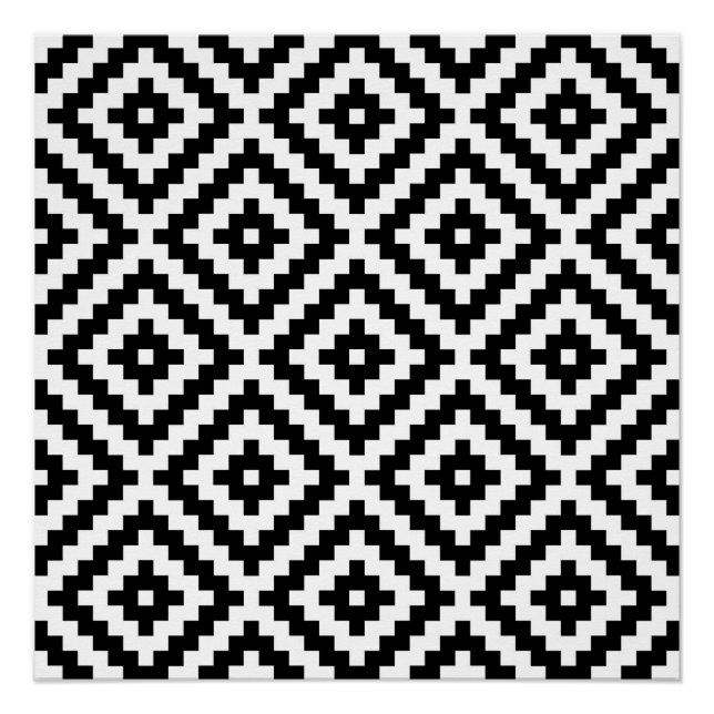 Aztec Symbol Block Big Ptn Black & White I Poster (Vorderseite)