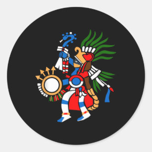 Aztec Symbol Gott des Krieges und Sun Huitzilopoch Runder Aufkleber