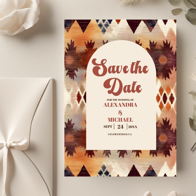 Aztec Tribal Brown Ethnic Western Wedding Save The Date (Von Creator hochgeladen)