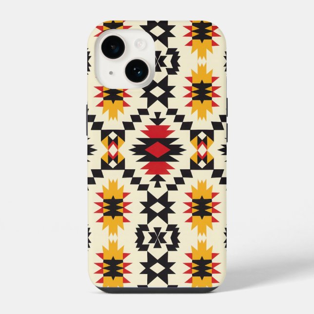 Aztec Tribal Design iPhone 14 Hülle (Rückseite)