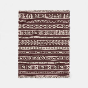Aztec Tribal Ethnic Geometric Muster Braun Beige Fleecedecke