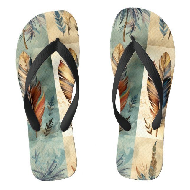 Aztec Tribal Feathers Medicinal Stick Flip Flops (Fußbett)