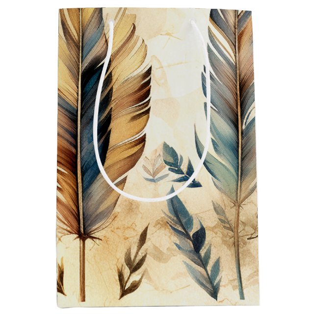 Aztec Tribal Feathers Medicinal Stick Mittlere Geschenktüte (Vorderseite)