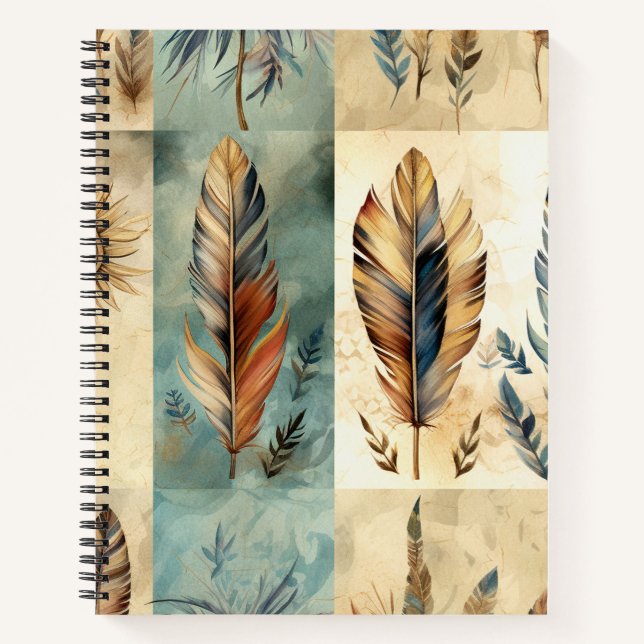 Aztec Tribal Feathers Medicinal Stick Notizbuch (Vorderseite)