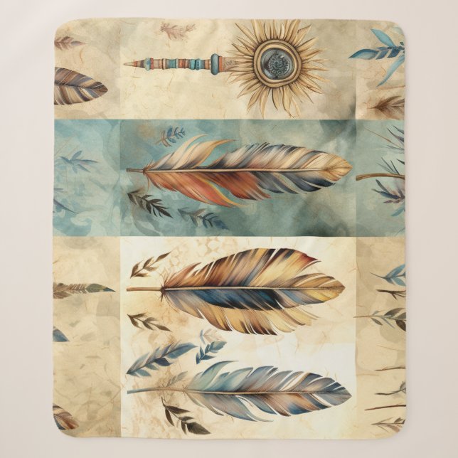 Aztec Tribal Feathers Medicinal Stick Sherpadecke (Vorderseite)