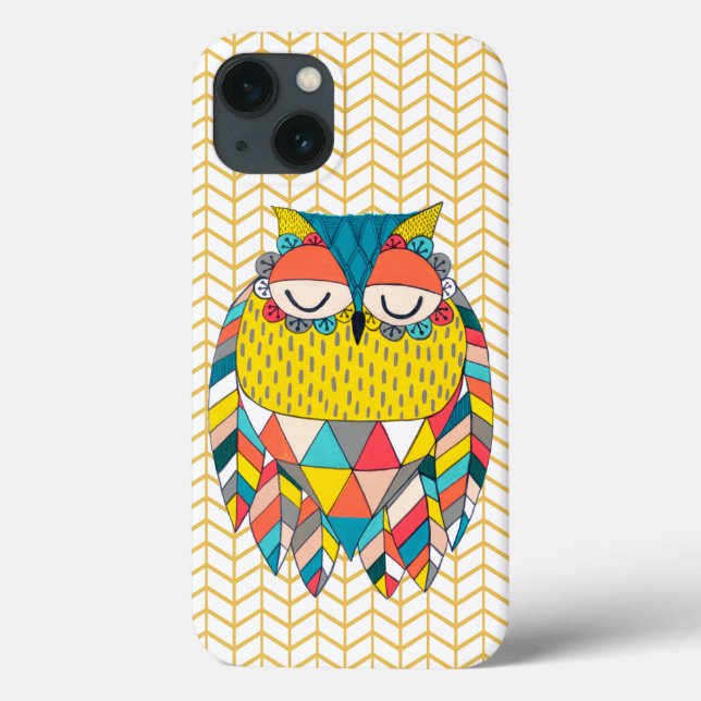 Aztec Tribal Modern Owl Illustration Apple iPhone Case-Mate iPhone Hülle (Rückseite)